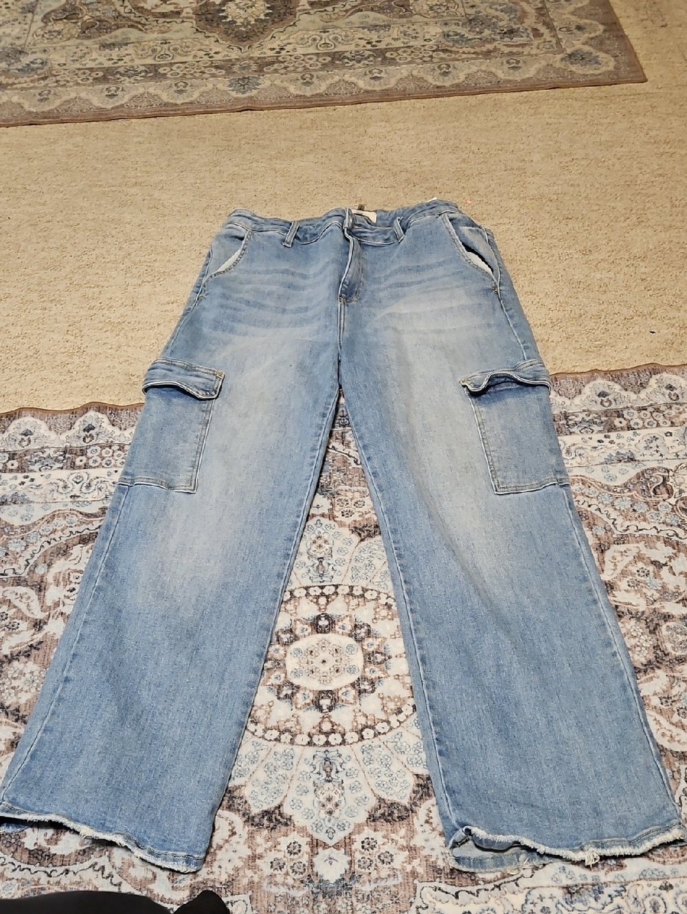 Risen Jeans Light Blue Women's Straight-Leg Cargo Jeans